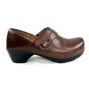 DANSKO Women Size EU 37 US 6.5 Brown Leather Clog Shoe Strap Button Western